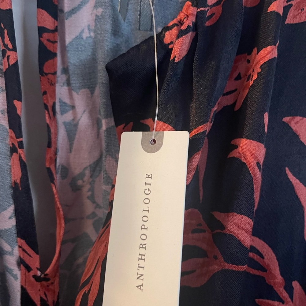 Anthropologie Black and Red Floral Scarf